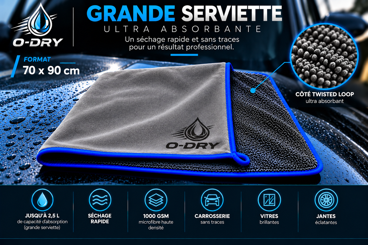 Serviette de Sechage O-DRY - 70x90 cm 1000 GSM