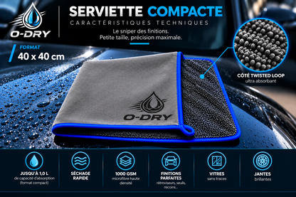 Serviette de Séchage O-DRY - 40x40cm 1000 GSM
